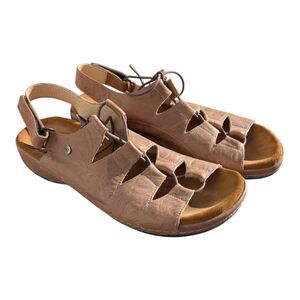 Wolky Women’s Slingback Beige Leather Lace Up Open Toe Comfort Sandals Size 8.5M